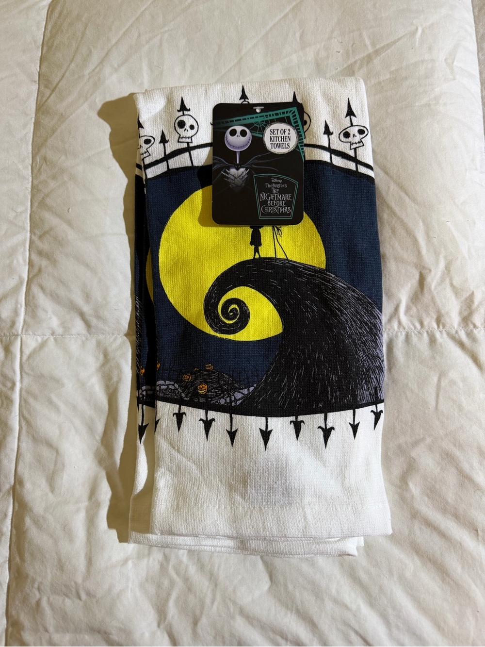 Disney The Nightmare Before Christmas Black Yellow White Kitchen Towel Set